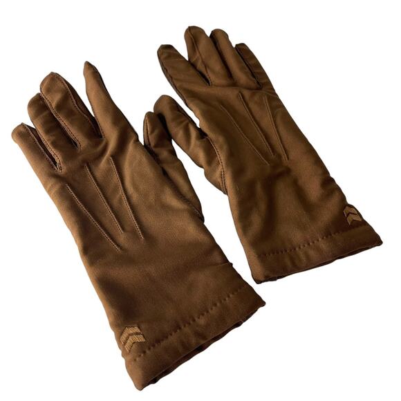 Vintage 80s Isotoner Brown Nylon Leather Driving Gloves S/M Lightweight Soft - Picture 13 of 16